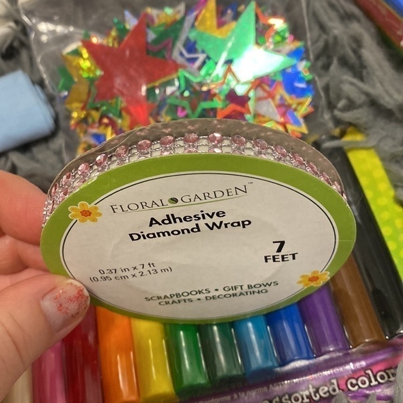 NEW 14 PIECE CRAFTERS MATERIAL- Craft Fabric, adhesive Diamond ribbon, foam - Picture 9 of 9